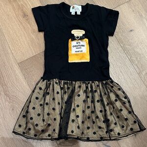 Chic Black and Gold Kids Dress